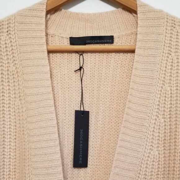NWT 360 Cashmere Lizbeth 100% Cashmere Oversized Rib Knit Cardigan Shell $587 - Picture 8 of 15